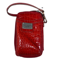 Load image into Gallery viewer, Liz Claiborne Red Croc Embossed Zip Around Wristlet Wallet ID CC Coin 5.5x3.5