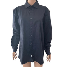 Load image into Gallery viewer, Soft Cloth Button Front Shirt Mens Size Large Navy Blue Stretch New