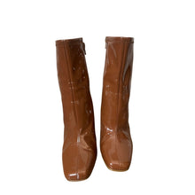 Load image into Gallery viewer, Steve Madden Lynden Brown Patent Ankle Boots Womens 8M Block Heel Side Zip