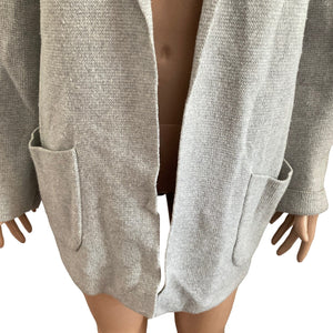 Talbots Sweater Womens Medium Wool Long Cardigan Open Front Gray