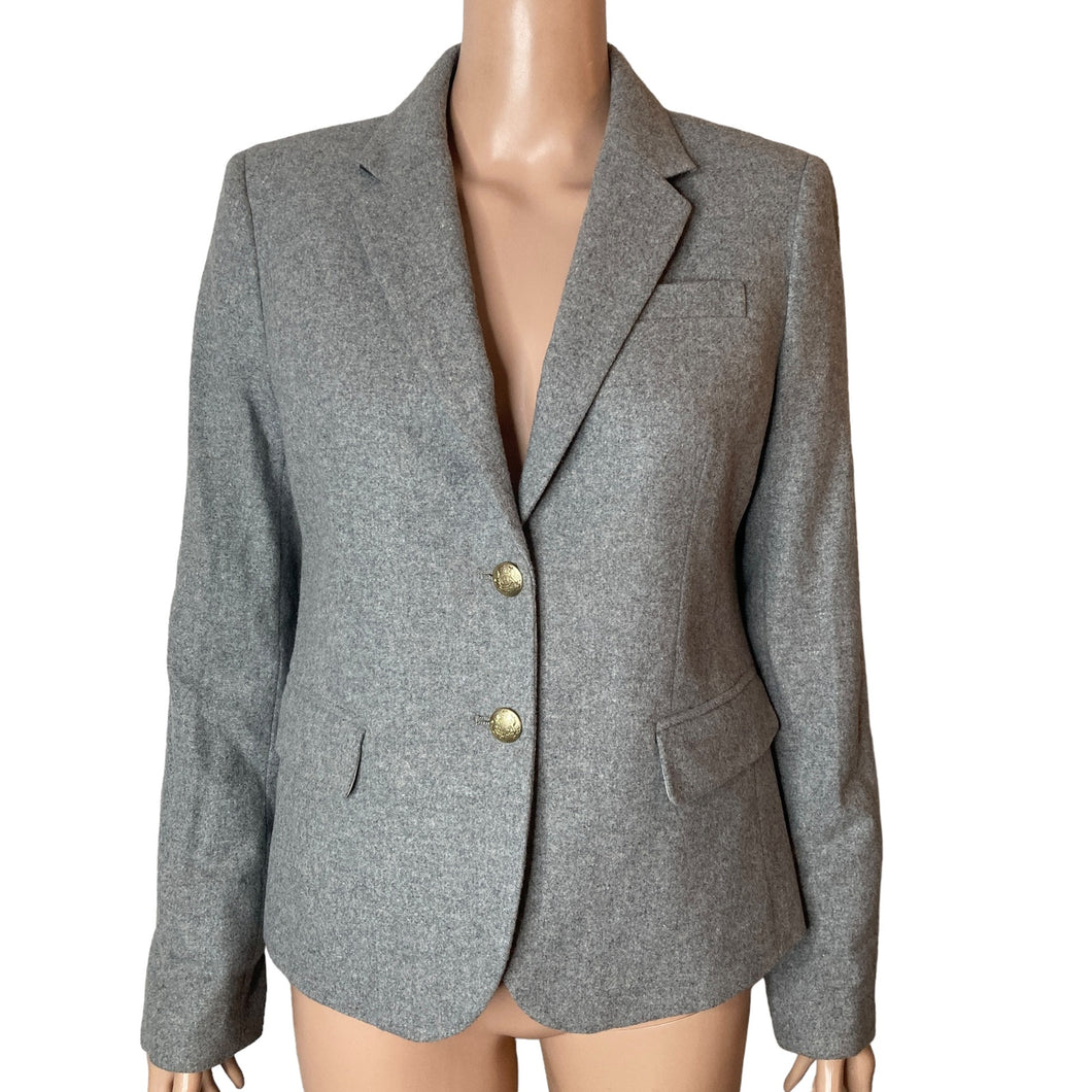 J Crew Mercantile Blazer Womens 8 Wool Gray 2 Button New