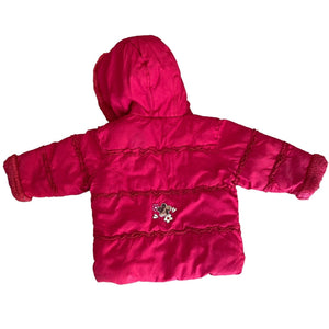 Bon BeBe Jacket Toddler Girls 2T Coat Red Leopard Lining Full Zip