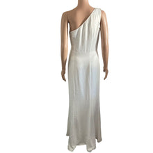 Load image into Gallery viewer, Chi Chi London Dress Womens Size 6 One Shoulder White Satin Chiffon Front Slit