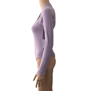 Astr The Label Bodysuit Ribbed Thong Purple Medium Stretch New Cutout
