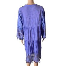 Load image into Gallery viewer, Maroths Womens Large Purple Boho Lace Tassel Tunic Dress Embroidered Midi New