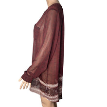 Load image into Gallery viewer, Knox Rose Blouse Womens XL Semi Sheer Burgundy Pullover Lightweight