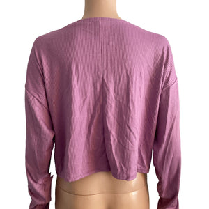 ABOUND Crop Top Womens XS Purple Rib Knit Stretch