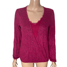 Load image into Gallery viewer, Bobeau Lace Trim Cami Top Womens XS Burgundy Twofer NEW
