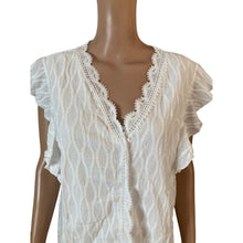 Load image into Gallery viewer, Cupshe White Lace Cover Up Top XL Flutter Sleeve Beach Boho Swim Blouse Textured Knit