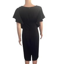 Load image into Gallery viewer, Carmen Marc Valvo Infusion Womens 4 Black Sheath Dress Flutter Sleeve Career