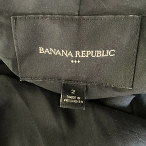 Banana Republic Factory Coat Womens Size 2 Black White Flecks Flare Belt