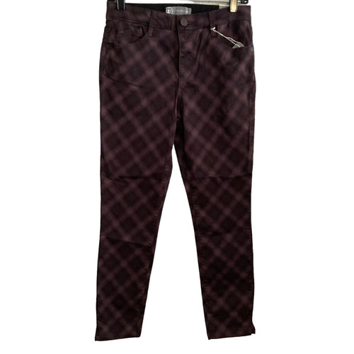 Wit & Wisdom Pants Womens Size 2 Plaid High Rise Ankle Skimmer Cabernet Purple