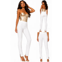 Load image into Gallery viewer, 1901 Pants Womens Size 14 White Pull On Slim Straight Leg Side Slit Stretch