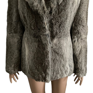 Vintage Fur Coat Womens Medium Rabbit Silver Split End Limited