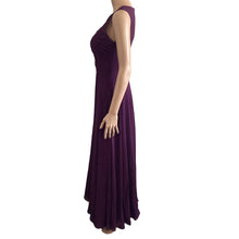 Load image into Gallery viewer, Azazie Halter Dress 4 Purple Nina Grape Gown Formal Aline Pleated Chiffon