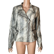 Load image into Gallery viewer, Blank NYC Moto Jacket Womens M Snakeskin Print Faux Leather Asymmetrical Zip