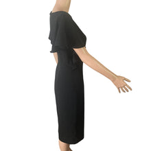 Load image into Gallery viewer, Carmen Marc Valvo Infusion Womens 4 Black Sheath Dress Flutter Sleeve Career