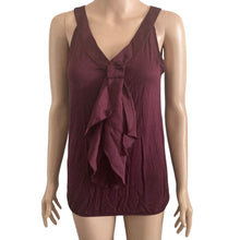 Load image into Gallery viewer, Ann Taylor Loft Tank Top Ruffled Womens Medium Purple Stretch