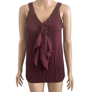 Ann Taylor Loft Tank Top Ruffled Womens Medium Purple Stretch