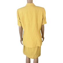 Load image into Gallery viewer, Le Suit Collections Yellow 2pc Skirt Suit Womens 12 Short Sleeve Jacket Church