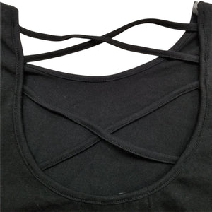 Derek Heart Top Womens Large Black Stretch Criss Cross Back