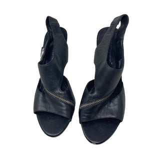 BCBGeneration BG-Ganesa Leather Heels Womens 7.5 Zipper Accents Open Toe Slingback