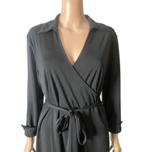 Load image into Gallery viewer, Evan Picone Dress Womens Large Black Collared Wrap Tie Waist Long Sleeve