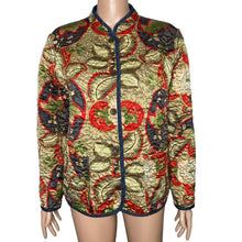 Load image into Gallery viewer, Chicos Jacket Womens Large Reversible Floral Print Denim Multicolored Quilted