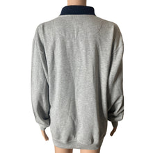 Load image into Gallery viewer, VTG Champions Choice Mens Small Gray Rugby Sweatshirt Long Sleeve Polo Striped