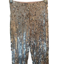 Load image into Gallery viewer, Club L London Silver Sequin Flare Pants Womens US 2 Hi Rise Party Festival Glam
