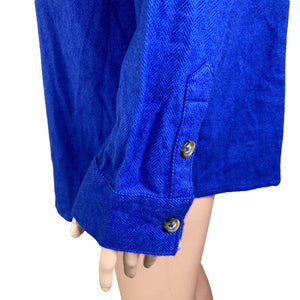 BP Wildfang Fleece Shirt Women’s XS Blue Button Front Herringbone New
