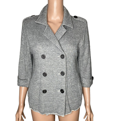 Cabi Jacket Womens Medium Shrunken Knit Peacoat Marbled Gray