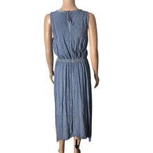 Load image into Gallery viewer, Knox Rose Womens M Blue Chambray Midi Dress Sleeveless Drawstring Handkerchief