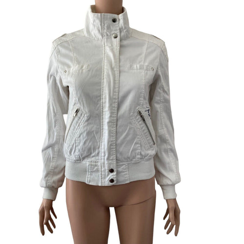 Mossimo Jacket Women's Small White Retro Style Spellout