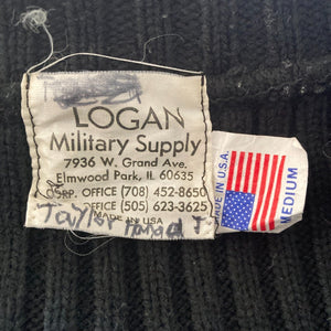 Vintage Logan Military Supply Sweater Mens Medium Ribbed Black