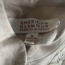 Load image into Gallery viewer, Badgley Mischka American Glamour Tunic Blouse Womens Medium Beaded Beige White