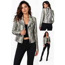 Load image into Gallery viewer, Blank NYC Moto Jacket Womens M Snakeskin Print Faux Leather Asymmetrical Zip