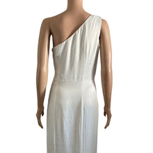 Load image into Gallery viewer, Chi Chi London Dress Womens Size 6 One Shoulder White Satin Chiffon Front Slit