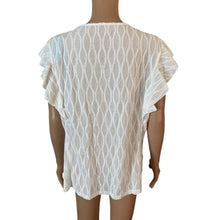 Load image into Gallery viewer, Cupshe White Lace Cover Up Top XL Flutter Sleeve Beach Boho Swim Blouse Textured Knit