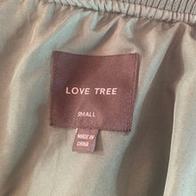 Load image into Gallery viewer, Love Tree Varsity Jacket Womens Small Green Cropped Faux Leather Sleeve Snap