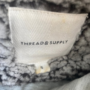 Thread & Supply Jacket Womens Small Fleece Pullover White Gray Oversized