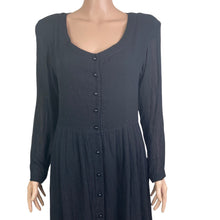 Load image into Gallery viewer, SHE Dress Maxi Womens Small Black Button Front Long Sleeves Pockets