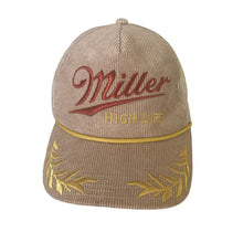 Load image into Gallery viewer, Miller High Life Trucker Hat Tan Corduroy Mesh Snapback Beer Cap One Size OSFM