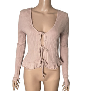 Topshop Tie Front Top Womens Size 10 Pale Pink