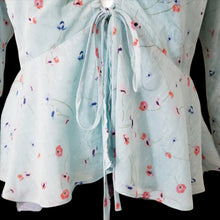 Load image into Gallery viewer, Adelyn Rae Blouse Womens Small Floral Aqua Green Bell Sleeve