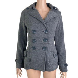 Iris Basic Jacket Womens Medium Gray Trench Buttons