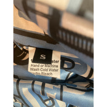 Load image into Gallery viewer, Jeremy Scott Bubble Skirt Womens Small Blue Pipe Print Novelty Graphic Y2K
