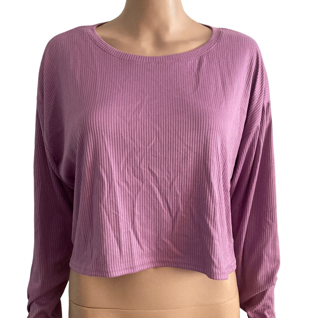 ABOUND Crop Top Womens XS Purple Rib Knit Stretch