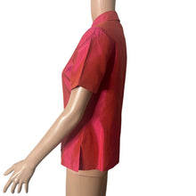 Load image into Gallery viewer, Ann Taylor Blouse Womens Size 6 Pink Iridescent 100% Silk Short Sleeve Button Front Shirt