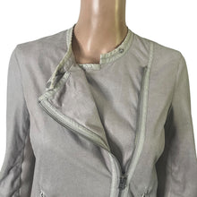 Load image into Gallery viewer, A|X Armani Exchange Moto Jacket Womens Small Gray Faux Suede Asymmetrical Zip Lightweight